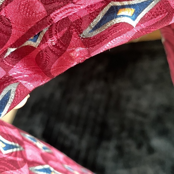 Ferrell Reed 100% Silk Tie Handmade Tie Pink, Maroon, Silver, Blue & Gold - Picture 2 of 8